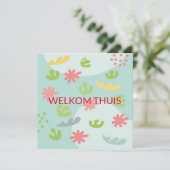 carte bienvenue à domicile fleur abstraite (Debout devant)