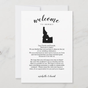 Carte Bienvenue à Idaho Lettre Mariage et itinéraire