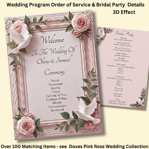 Carte Bienvenue à la cérémonie de mariage, roses roses e