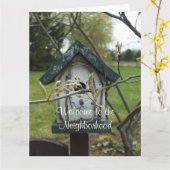 Carte Bienvenue à la Maison des oiseaux du quartier (Fleur jaune)