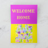 Carte Bienvenue à la maison lapin amour ballons design l (Intérieur)