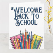 Carte Bienvenue à l'école - Commencement coloré (Fleur jaune)