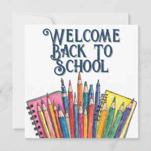 Carte Bienvenue à l'école - Commencement coloré