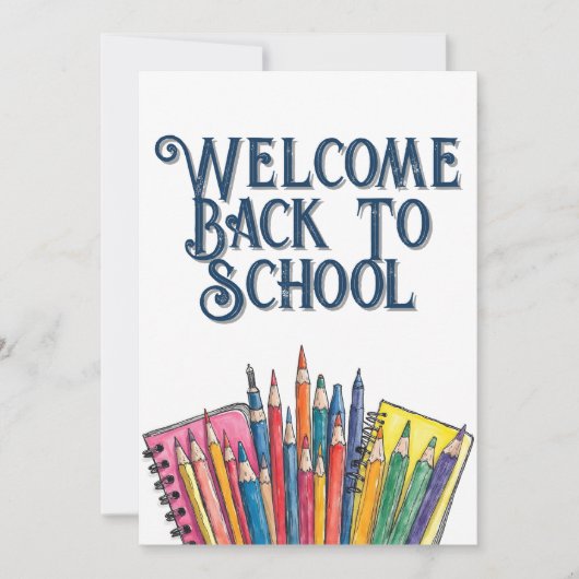 Carte Bienvenue à l'école - Commencement coloré (Devant)