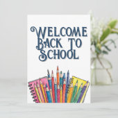 Carte Bienvenue à l'école - Commencement coloré (Debout devant)