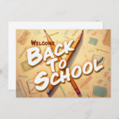 Carte Bienvenue à l'école - Design d'art crayon (Devant / Derrière)