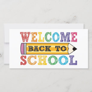 Carte Bienvenue à l'école - Illustration au crayon