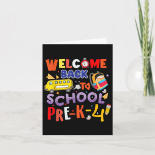 Carte Bienvenue À L'École Pré-k-4 Enseignant Enfants Col