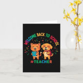 Carte Bienvenue À L'École Professeur Cute Chat Chien Liv (Fleur jaune)