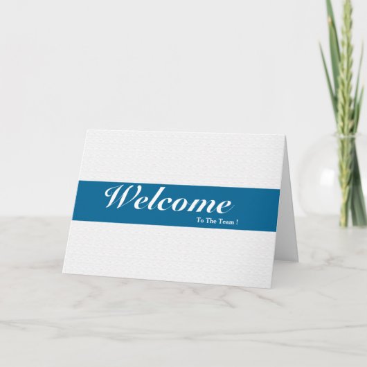 Carte Bienvenue À L'Équipe Blanc Minimal Bleu Badge (Devant)