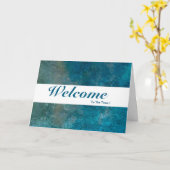 Carte Bienvenue À L'Équipe Blanc Minimal Bleu Badge (Fleur jaune)