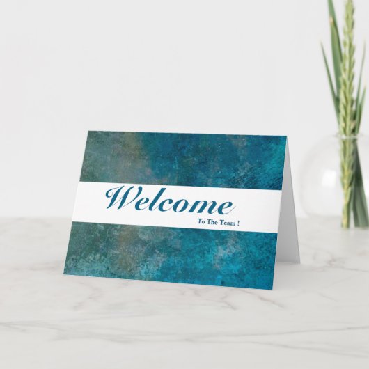 Carte Bienvenue À L'Équipe Blanc Minimal Bleu Badge (Devant)