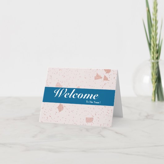 Carte Bienvenue À L'Équipe Blanc Minimal Bleu Badge (Devant)