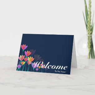 Carte Bienvenue À L'Équipe Blanc Minimal Bleu Badge
