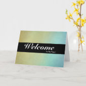 Carte Bienvenue À L'Équipe Blanc Minimal Bleu Badge (Fleur jaune)