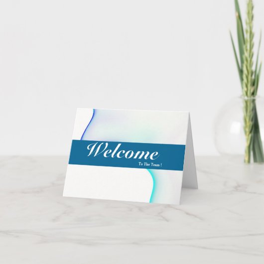 Carte Bienvenue À L'Équipe Blanc Minimal Bleu Badge (Devant)