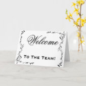 Carte Bienvenue À L'Équipe Flore Fleur Noir & Blanc (Fleur jaune)
