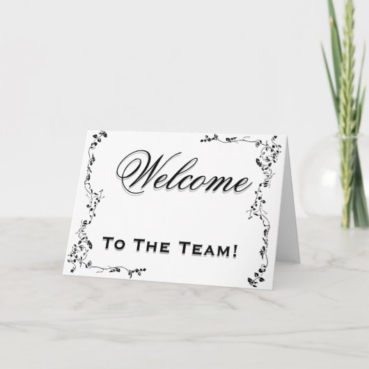 Carte Bienvenue À L'Équipe Flore Fleur Noir & Blanc (Devant)