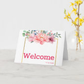 Carte Bienvenue À L'Équipe Flore Floral Black & White Vo (Fleur jaune)