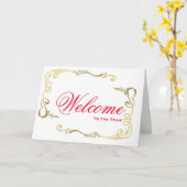 Carte Bienvenue À L'Équipe Flore Floral Black & White Vo (Fleur jaune)