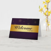 Carte Bienvenue À L'Équipe Purple Minimal Gold Bladge (Fleur jaune)