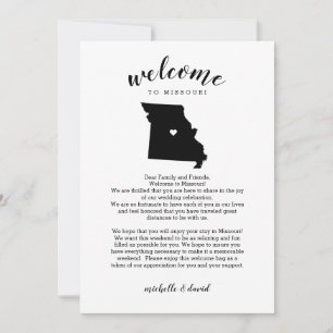 Carte Bienvenue à Missouri Lettre Mariage & Itinéraire