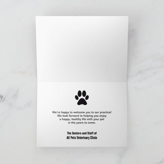 Carte Bienvenue à notre bureau Chien Chat Animaux de com (Intérieur)
