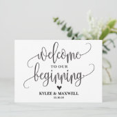 Carte Bienvenue à Notre Commencement Panneau de Mariage (Debout devant)