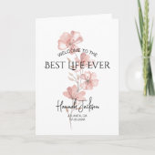 Carte Bienvenue au Baptême Floral rose de la meilleure v (Devant)
