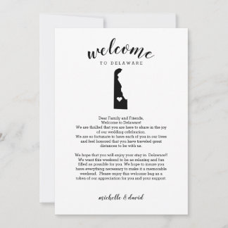 Carte Bienvenue au Delaware | Lettre Mariage et itinérai
