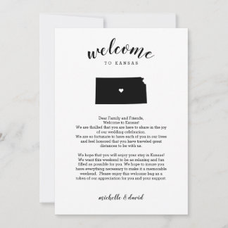 Carte Bienvenue au Kansas | Lettre Mariage et itinéraire