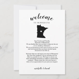 Carte Bienvenue au Minnesota Lettre Mariage et itinéra
