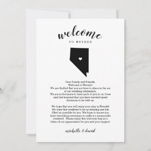 Carte Bienvenue au Nevada   Lettre Mariage et itinéraire