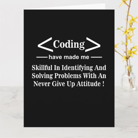 Carte Bienvenue au programmeur codeur de codage (Fleur jaune)