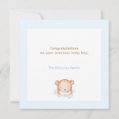 Carte Bienvenue Baby Boy Nom Bleu Bear Card (Dos)