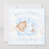 Carte Bienvenue Baby Boy Nom Bleu Bear Card (Devant)