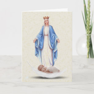 Carte Bienvenue Bapteme Bénie Vierge Marie Catholique