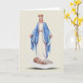 Carte Bienvenue Bapteme Vierge Marie Catholique (Fleur jaune)