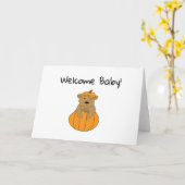 Carte Bienvenue bébé Citrouille ours (Fleur jaune)
