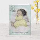 Carte Bienvenue bébé fille Angel sur le nuage (Fleur jaune)