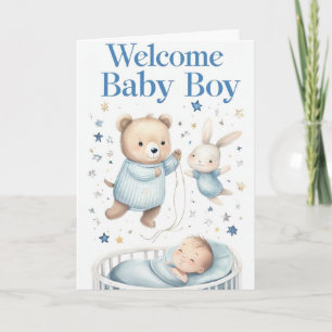 Carte Bienvenue bébé garçon