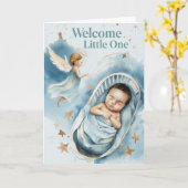 Carte Bienvenue bébé garçon (Fleur jaune)