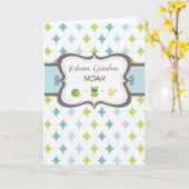 Carte Bienvenue bébé petit-fils personnalisé Nom personn (Fleur jaune)