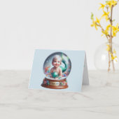 Carte Bienvenue bébé sirène personnalisé (Fleur jaune)