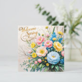 Carte Bienvenue Bouquet Floral Spring (Debout devant)