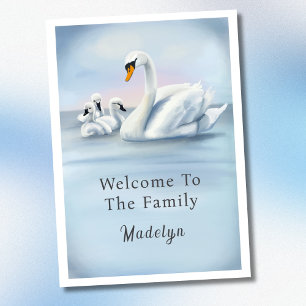 Carte Bienvenue dans la famille Maman cygne avec des béb