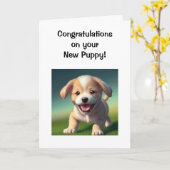 Carte Bienvenue dans la famille pour votre nouveau chiot (Fleur jaune)