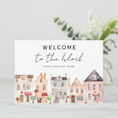 Carte Bienvenue dans le bloc Immobilier neuf propriétair (Debout devant)