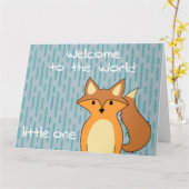 Carte Bienvenue dans le monde - Little Fox (Fleur jaune)