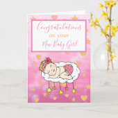 Carte Bienvenue dans le monde nouvelle fille bébé (Fleur jaune)